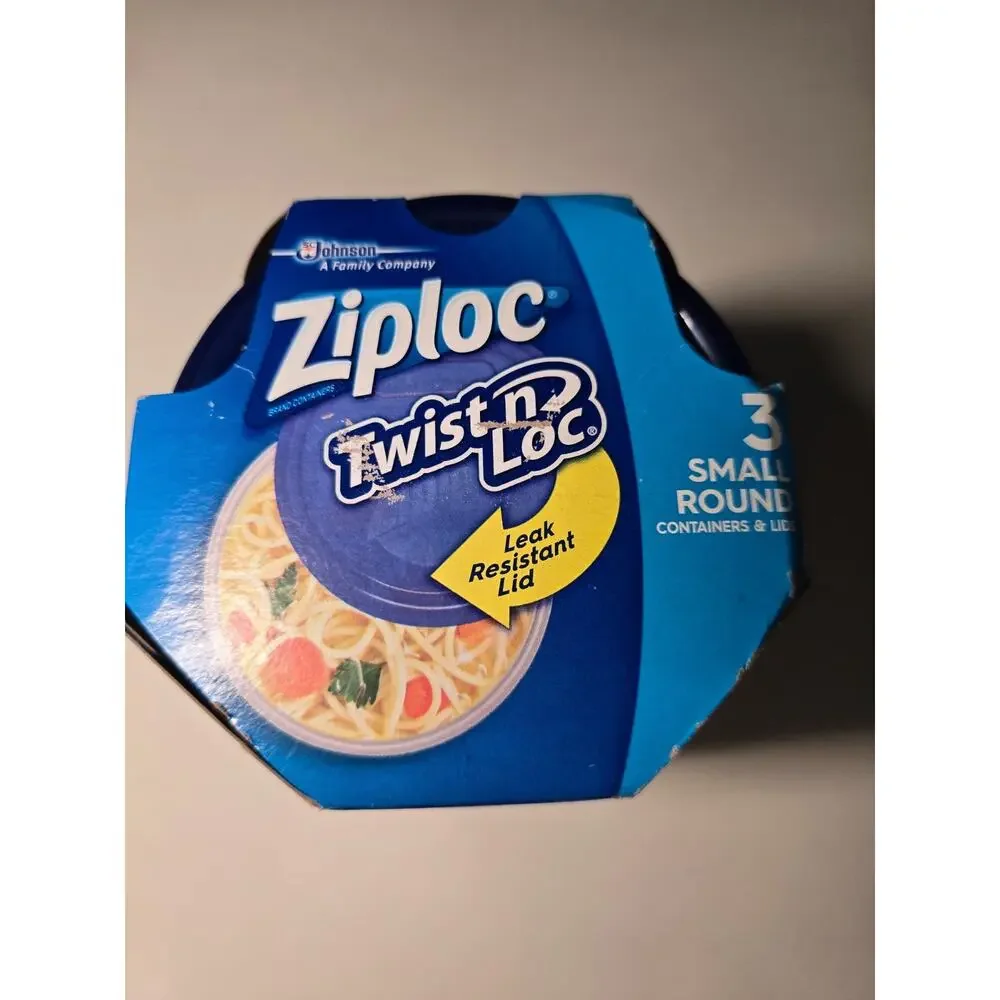 Ziploc Twist n Loc 3 Small Round Blue Lid New
